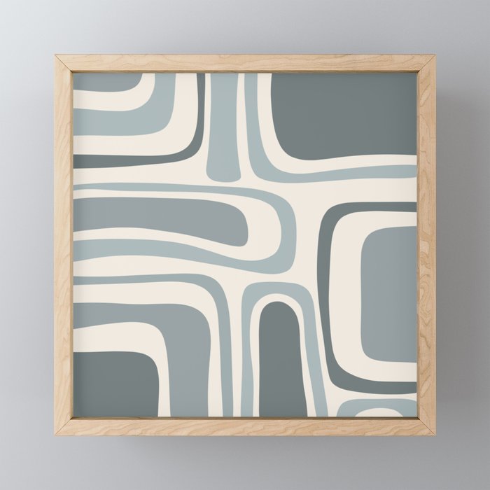 Palm Springs Midcentury Mod Abstract Pattern in Light Gray-Blue Tones and Cream Mini Art Print Gallery Image 1
