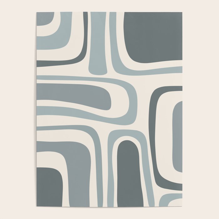 Palm Springs Midcentury Mod Abstract Pattern in Light Gray-Blue Tones and Cream Poster Gallery Image 1