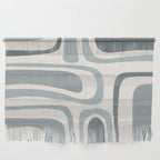 Palm Springs Midcentury Mod Abstract Pattern in Light Gray-Blue Tones and Cream Wall Hanging Gallery Image 1