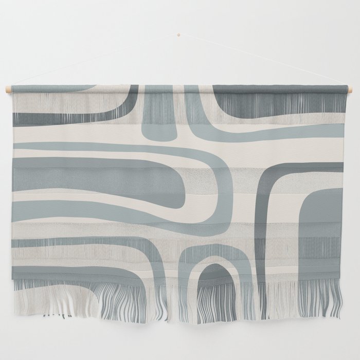 Palm Springs Midcentury Mod Abstract Pattern in Light Gray-Blue Tones and Cream Wall Hanging Gallery Image 1