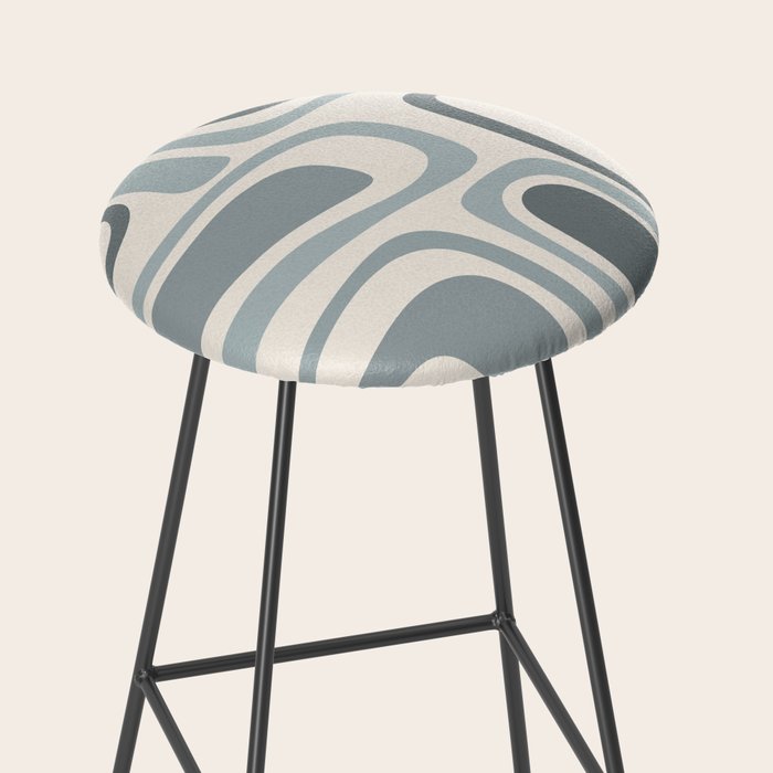 Palm Springs Midcentury Mod Abstract Pattern in Light Gray-Blue Tones and Cream Stool Gallery Image 2