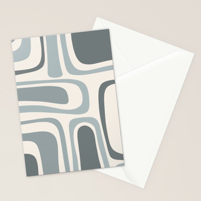 Palm Springs Midcentury Mod Abstract Pattern in Light Gray-Blue Tones and Cream Stationery Card Gallery Image 2