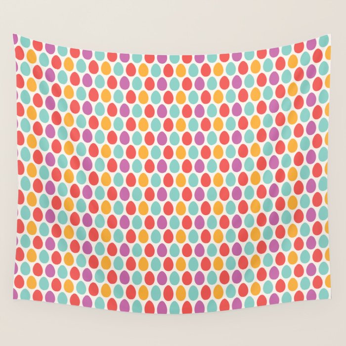 Modern colorful artistic teal pink orange easter eggs pattern Wall Tapestry Gallery Image 4