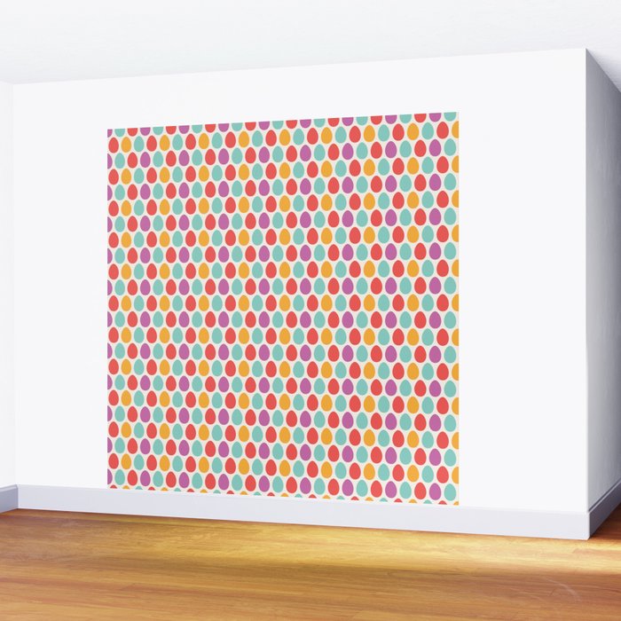 Modern colorful artistic teal pink orange easter eggs pattern Wall Mural Gallery Image 2