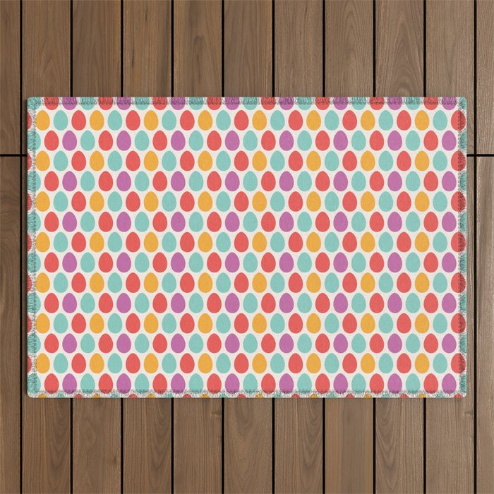 Modern colorful artistic teal pink orange easter eggs pattern Outdoor Rug Gallery Image 1