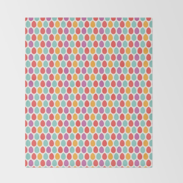 Modern colorful artistic teal pink orange easter eggs pattern Throw Blanket Gallery Image 2