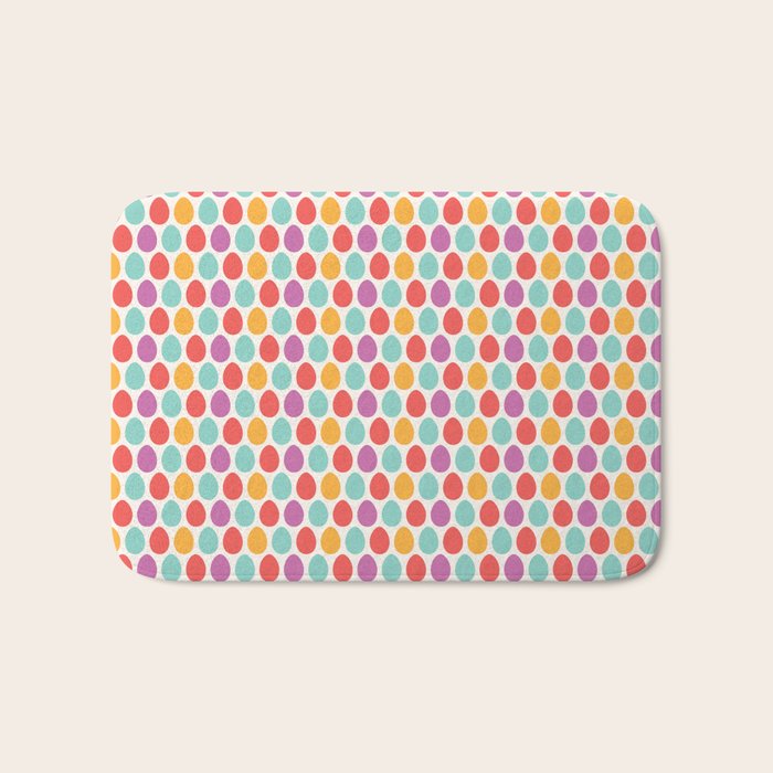 Modern colorful artistic teal pink orange easter eggs pattern Bath Mat Gallery Image 1