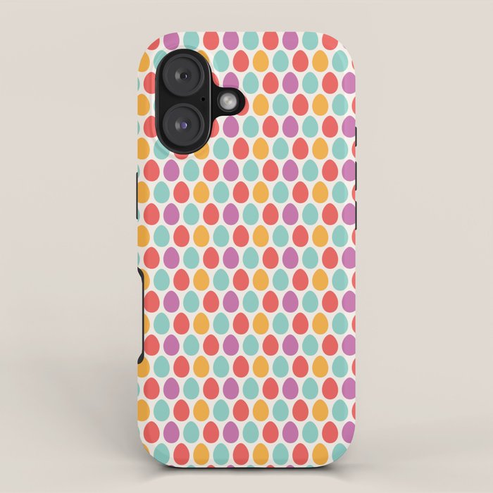 Modern colorful artistic teal pink orange easter eggs pattern iPhone Case Gallery Image 1