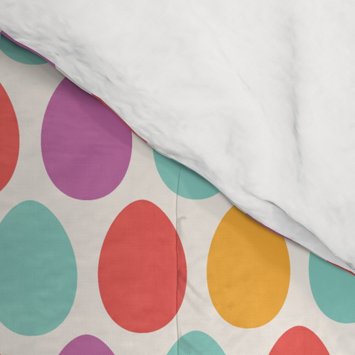 Modern colorful artistic teal pink orange easter eggs pattern Comforter Gallery Image 4