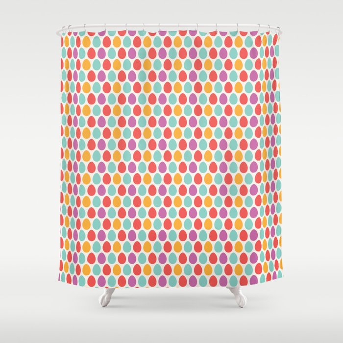 Modern colorful artistic teal pink orange easter eggs pattern Shower Curtain Gallery Image 1