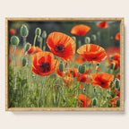 Red Poppy Garden Floral Landscape Serving Tray Gallery Image 1