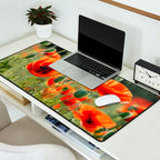 Red Poppy Garden Floral Landscape Desk Mat Gallery Image 2