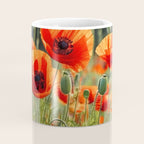 Red Poppy Garden Floral Landscape Coffee Mug Gallery Image 4