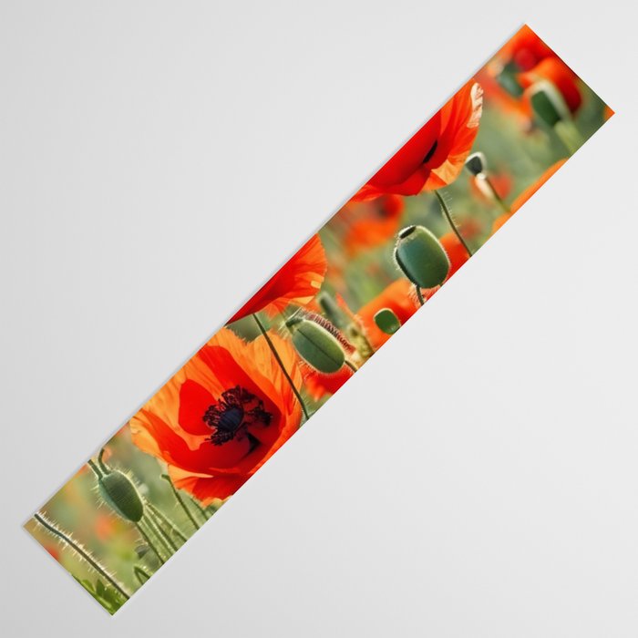 Red Poppy Garden Floral Landscape Table Runner Gallery Image 3