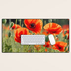 Red Poppy Garden Floral Landscape Desk Mat Gallery Image 1