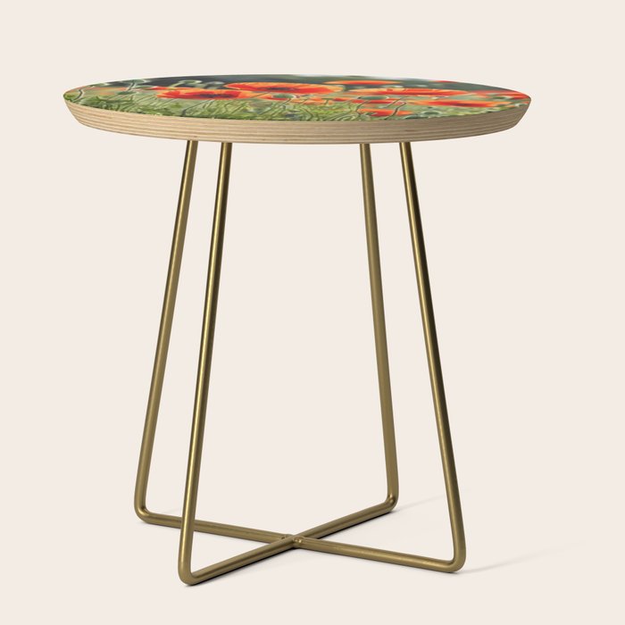 Red Poppy Garden Floral Landscape Side Table Gallery Image 1
