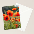Red Poppy Garden Floral Landscape Stationery Card Gallery Image 2