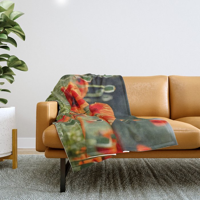 Red Poppy Garden Floral Landscape Throw Blanket Gallery Image 1