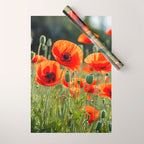 Red Poppy Garden Floral Landscape Wrapping Paper Gallery Image 1