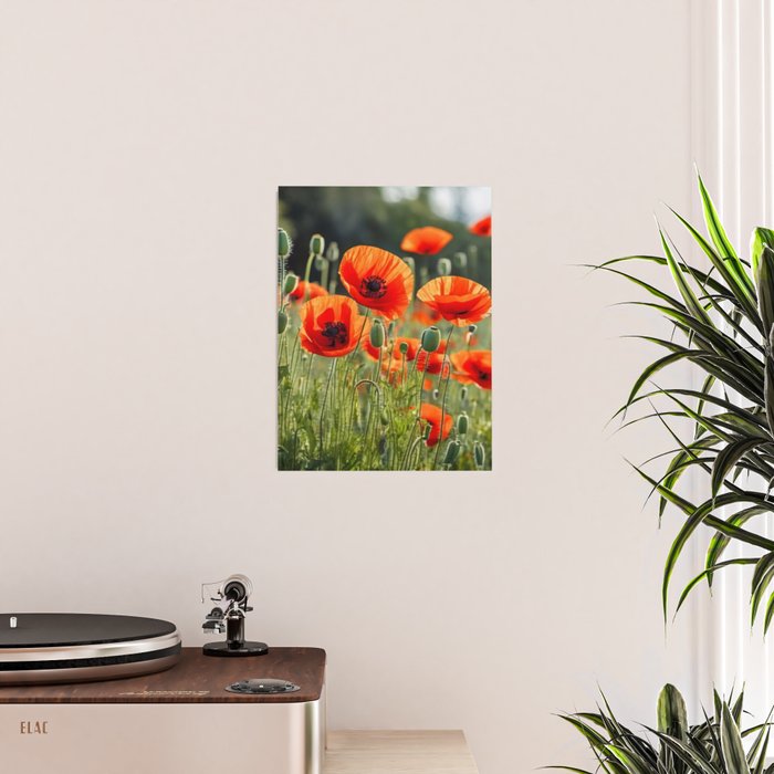 Red Poppy Garden Floral Landscape Poster Gallery Image 2