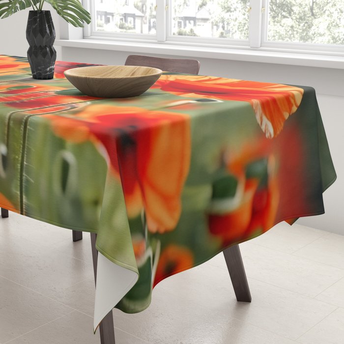 Red Poppy Garden Floral Landscape Tablecloth Gallery Image 3