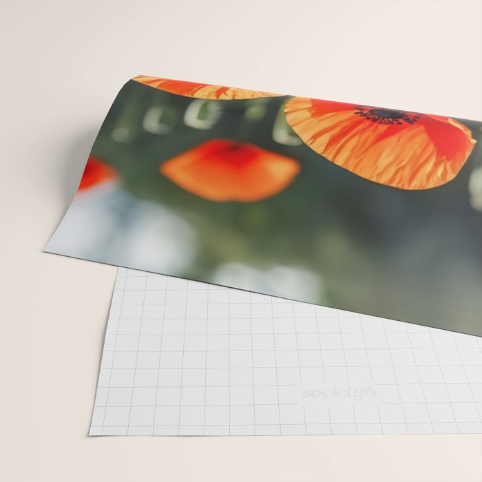 Red Poppy Garden Floral Landscape Wrapping Paper Gallery Image 2