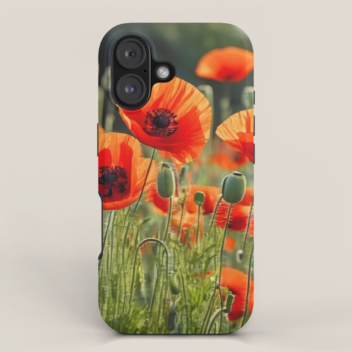 Red Poppy Garden Floral Landscape iPhone Case Gallery Image 1