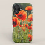 Red Poppy Garden Floral Landscape iPhone Case Gallery Image 1