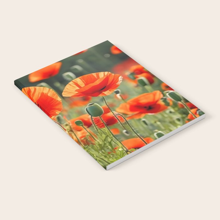 Red Poppy Garden Floral Landscape Notebook Gallery Image 2