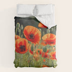 Red Poppy Garden Floral Landscape Comforter Gallery Image 6