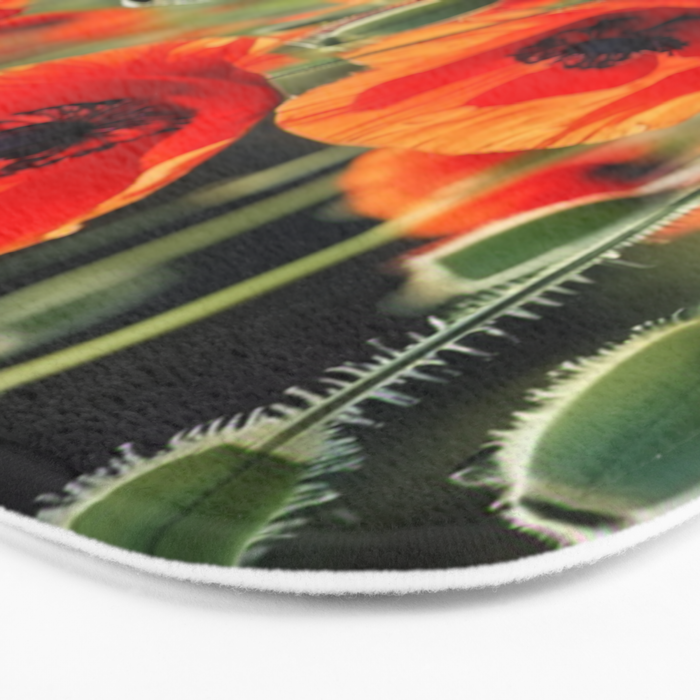 Red Poppy Garden Floral Landscape Bath Mat Gallery Image 3