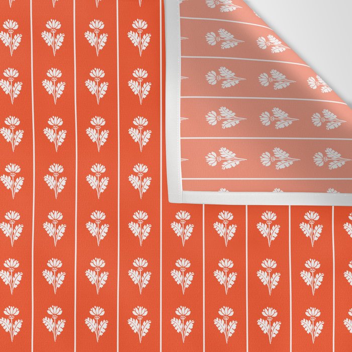 Vintage Cottage Flowers and Stripes Pattern in Orange Wall Tapestry Gallery Image 3