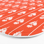 Vintage Cottage Flowers and Stripes Pattern in Orange Bath Mat Gallery Image 3