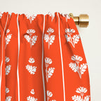 Vintage Cottage Flowers and Stripes Pattern in Orange Window Curtain Gallery Image 2