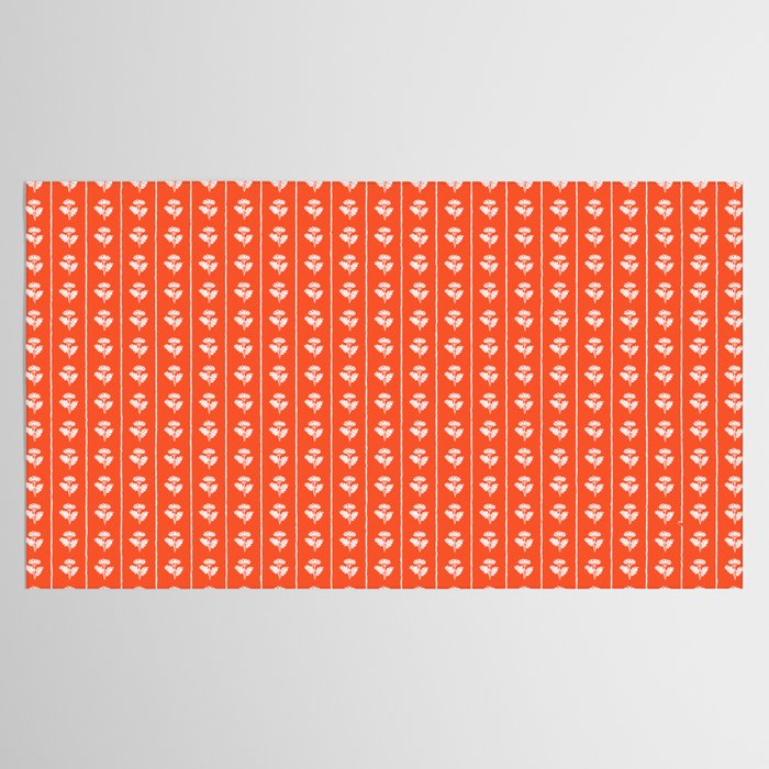 Vintage Cottage Flowers and Stripes Pattern in Orange Tablecloth Gallery Image 2