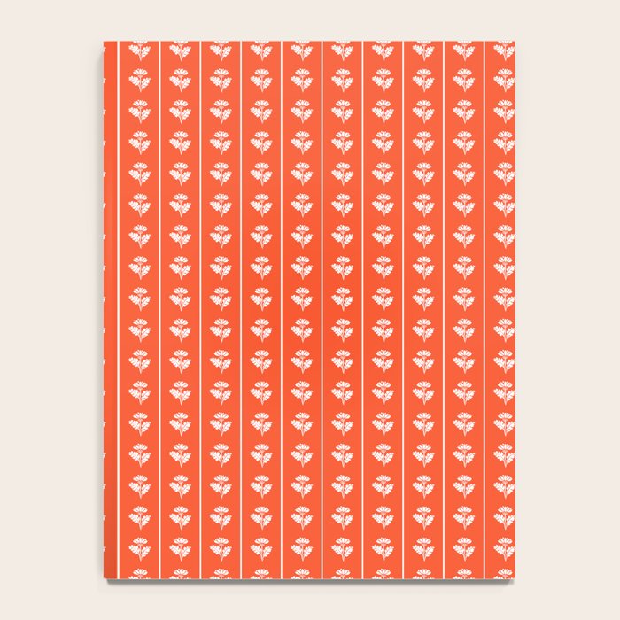 Vintage Cottage Flowers and Stripes Pattern in Orange Notebook Gallery Image 4