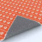 Vintage Cottage Flowers and Stripes Pattern in Orange Rug Gallery Image 4
