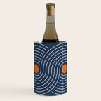 Geometric Lines in Navy and Orange (Rainbow and Moon Phases Abstract) Wine Chiller Gallery Image 1