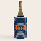 Geometric Lines in Navy and Orange (Rainbow and Moon Phases Abstract) Wine Chiller Gallery Image 2