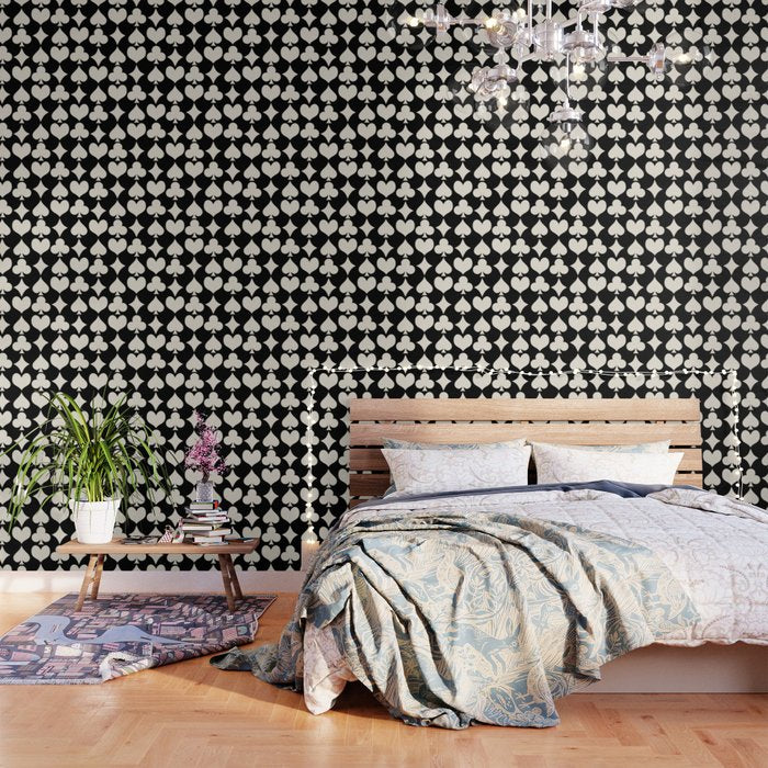 Card Suit Motifs I Black and White Wallpaper Gallery Image 1