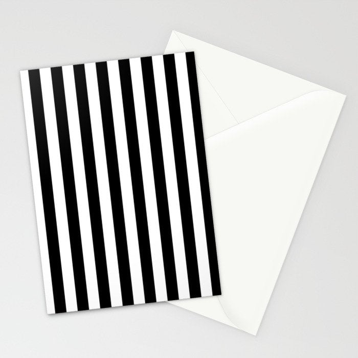 Black and white vertical stripes Classic cabana Stripe Stationery Card Gallery Image 2