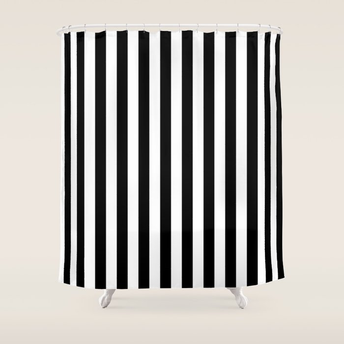 Black and white vertical stripes Classic cabana Stripe Shower Curtain Gallery Image 1