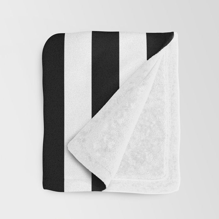 Black and white vertical stripes Classic cabana Stripe Throw Blanket Gallery Image 3