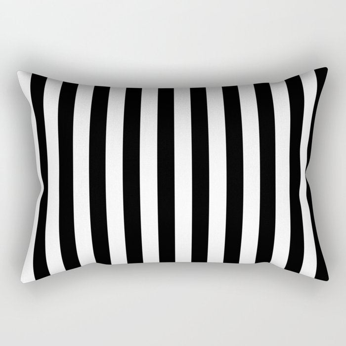 Black and white vertical stripes Classic cabana Stripe Rectangular Pillow Gallery Image 2