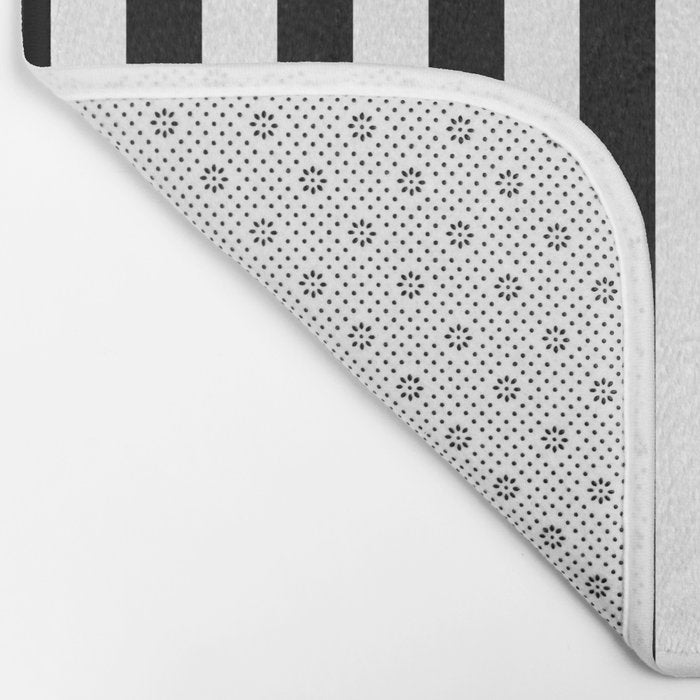 Black and white vertical stripes Classic cabana Stripe Bath Mat Gallery Image 2