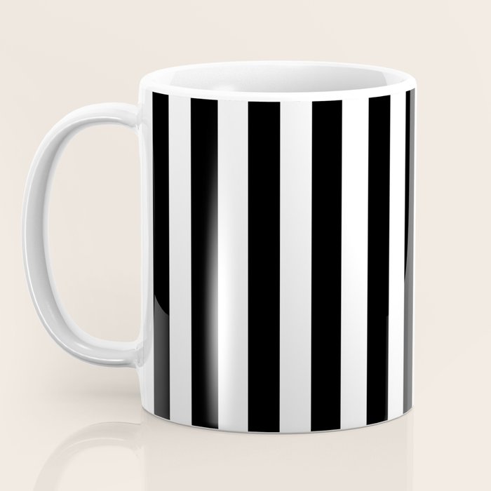 Black and white vertical stripes Classic cabana Stripe Coffee Mug Gallery Image 3