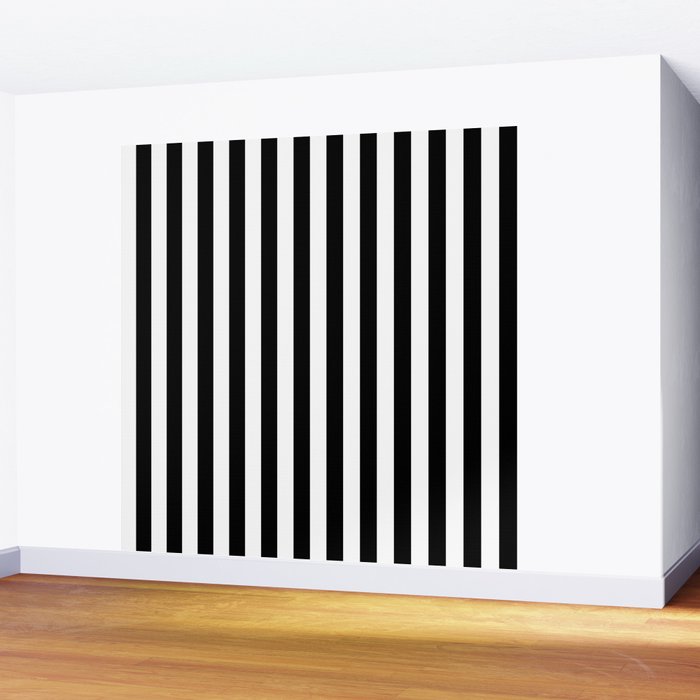 Black and white vertical stripes Classic cabana Stripe Wall Mural Gallery Image 2