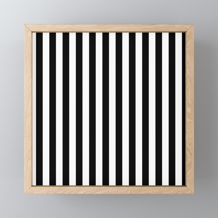 Black and white vertical stripes Classic cabana Stripe Mini Art Print Gallery Image 1