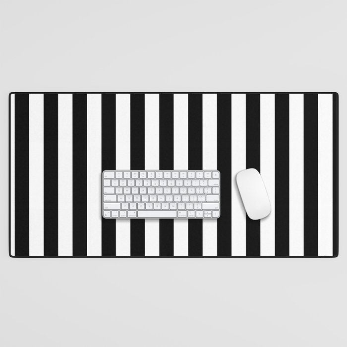 Black and white vertical stripes Classic cabana Stripe Desk Mat Gallery Image 1