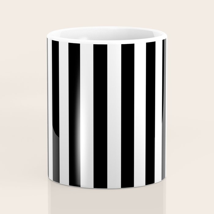 Black and white vertical stripes Classic cabana Stripe Coffee Mug Gallery Image 4